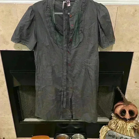 Fire Los Angeles brand dress. Dark grey with green soft lace. Large. - Picture 1 of 3